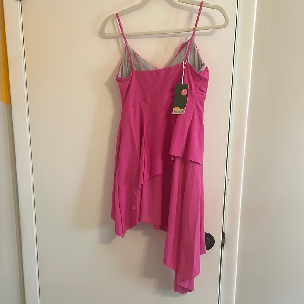NWT HALARA Bubblegum Pink Asymmetrical Dress WITH SHORTS - Picture 5 of 10